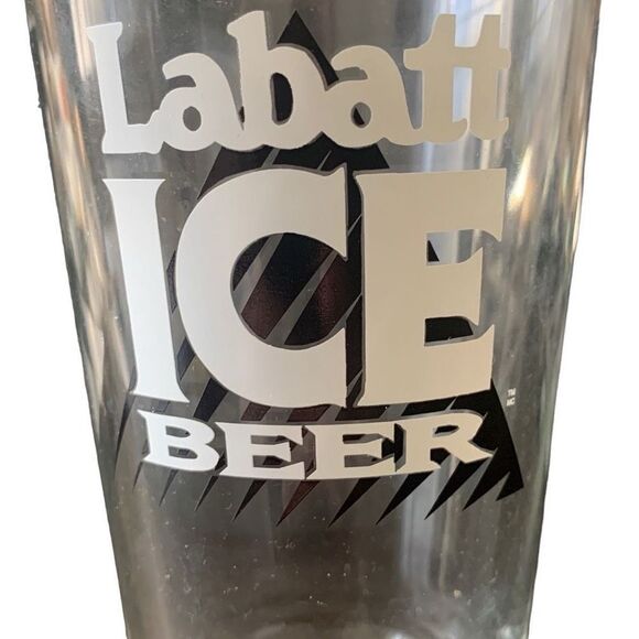 Vintage Labatt Ice Black Mountain Beer Pint Glass Heavy Base - Picture 2 of 11